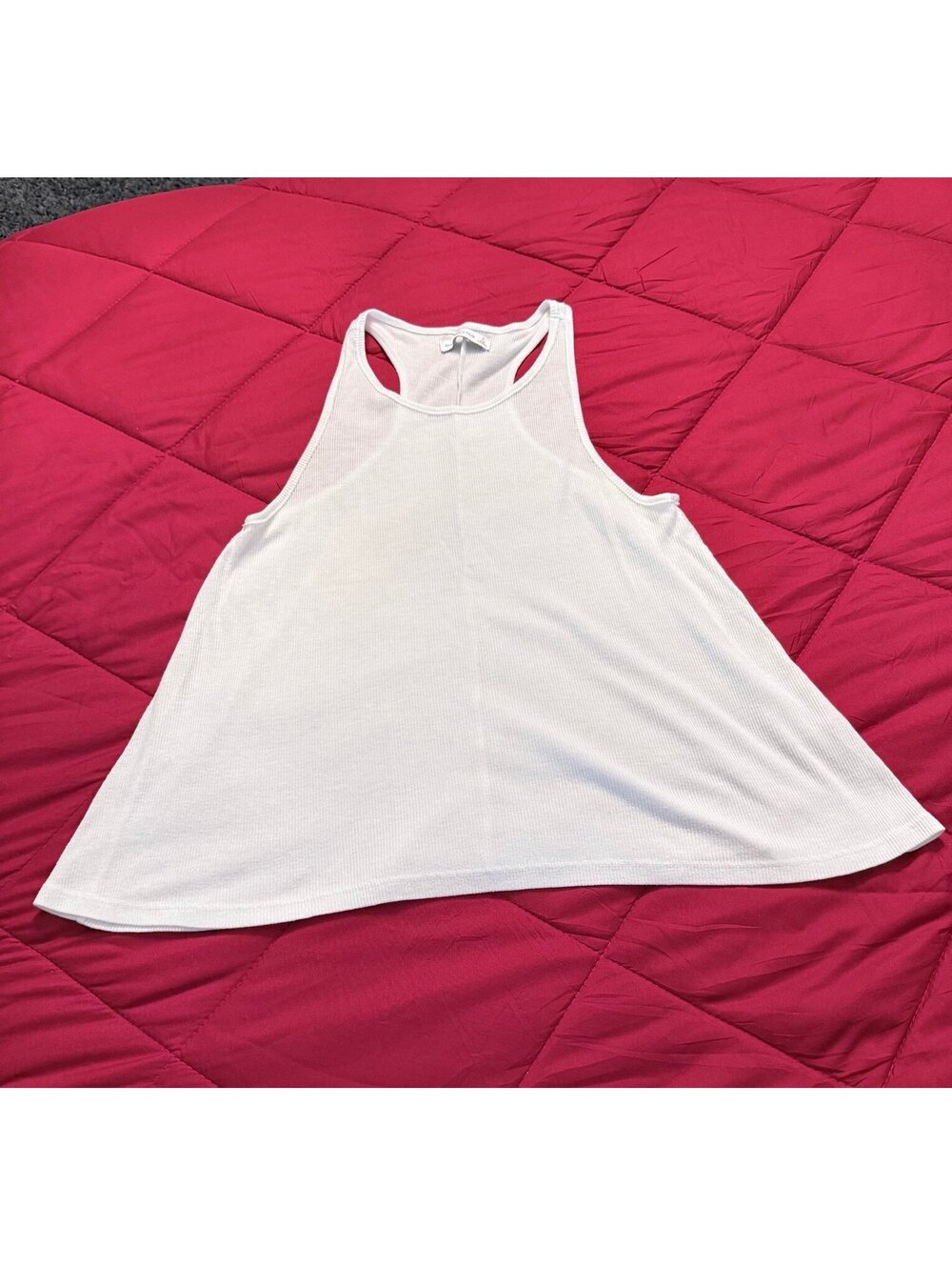 Abercrombie & Fitch White Ribbed High Neck Racerback Tank Top Size Small